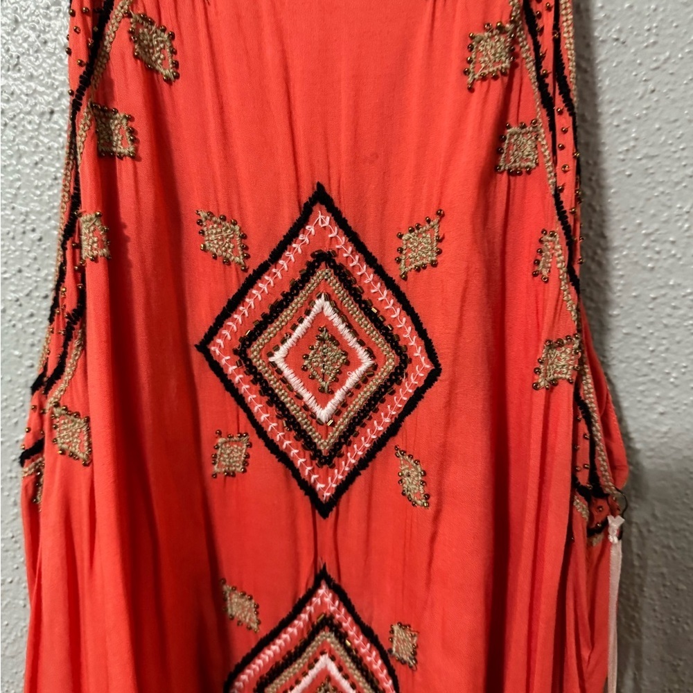 NWT LulaSoul Divine Sleeveless Maxi Dress Flame Red Boho Embroidered S - Picture 7 of 7